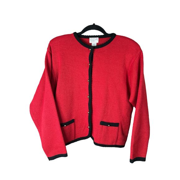 Vintage Lindsey Blake Red 100% Acrylic Long Sleeve Button Cardigan Size Large - Picture 1 of 7